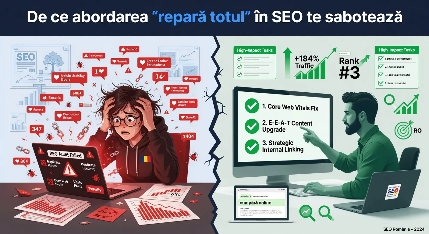 De ce abordarea „repară totul” în SEO te sabotează și cum să prioritizezi corect în 2026
