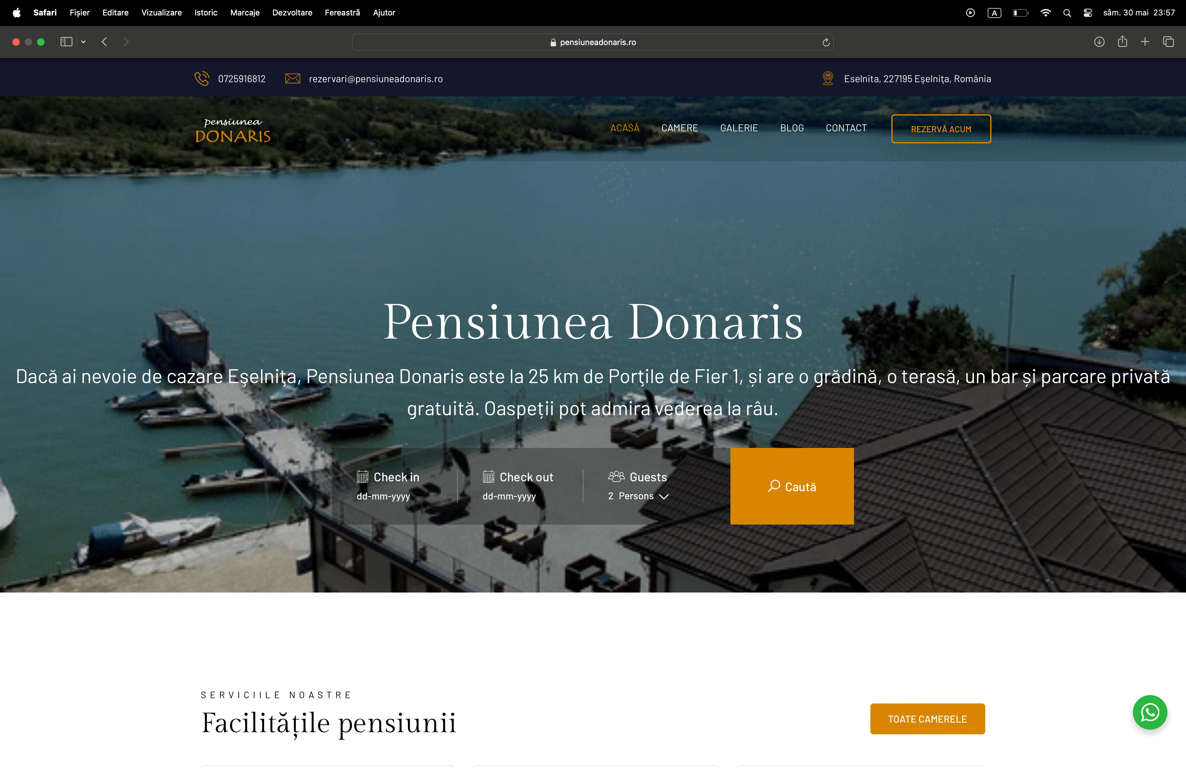 Screenshot Pensiunea Donaris